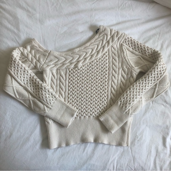 Off the Shoulder Cable Knit Sweater - Picture 3 of 4